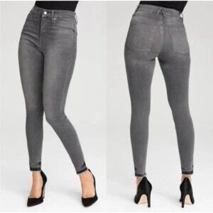 Good American Good Legs Skinny Crop Raw Edge Jeans in K071 Gray Black Wash